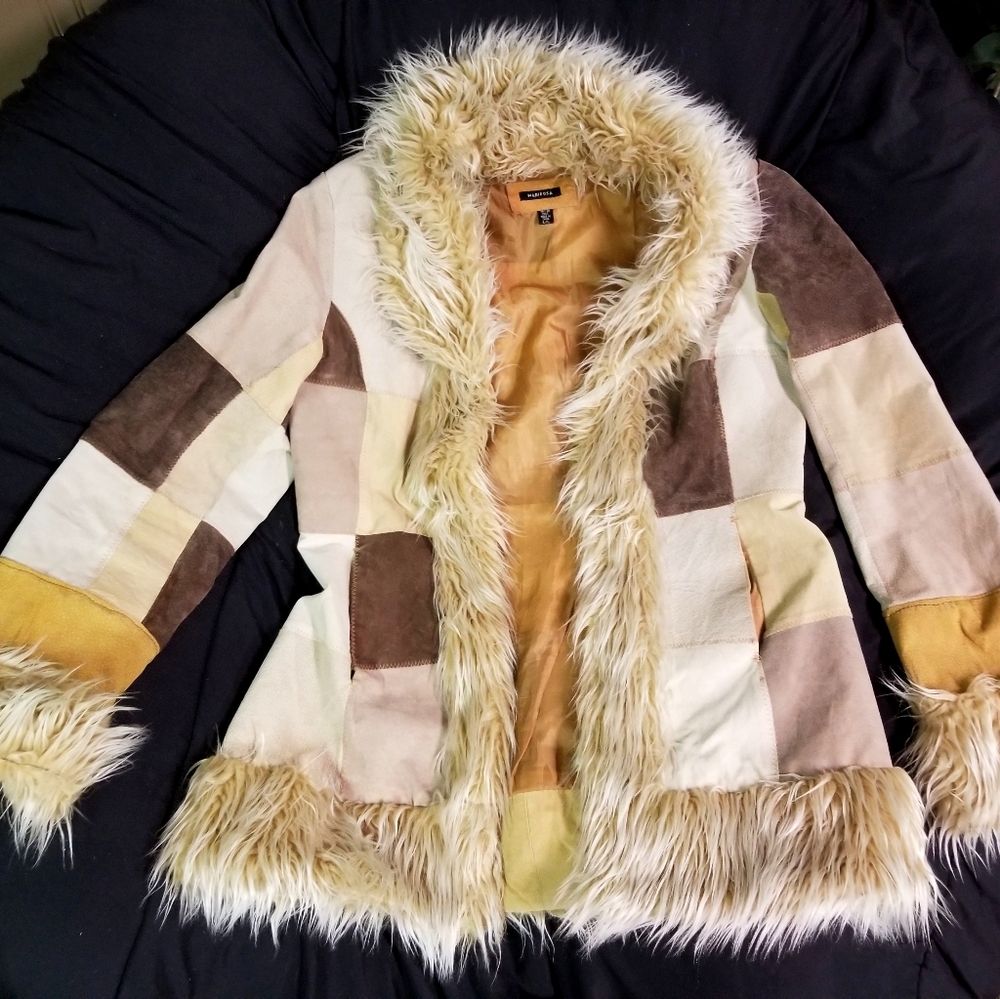 Ladies large leather and suede jacket